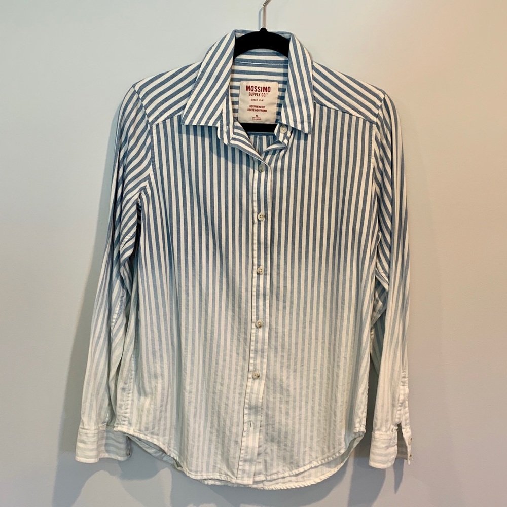 Blue Striped Button Down Blouse